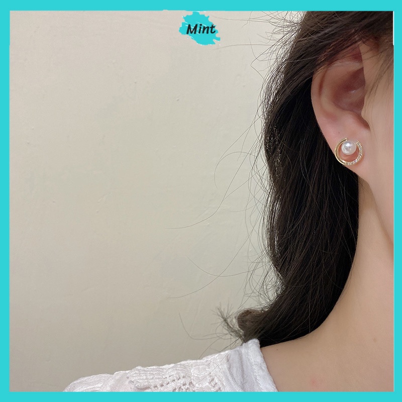 Khuyên Tai Tròn Chuôi Bạc S925 ❤️KHÔNG GÂY DỊ ỨNG❤️ Bông Tai Ngọc Trai Nhân Tạo Phong Cách Hàn Quốc