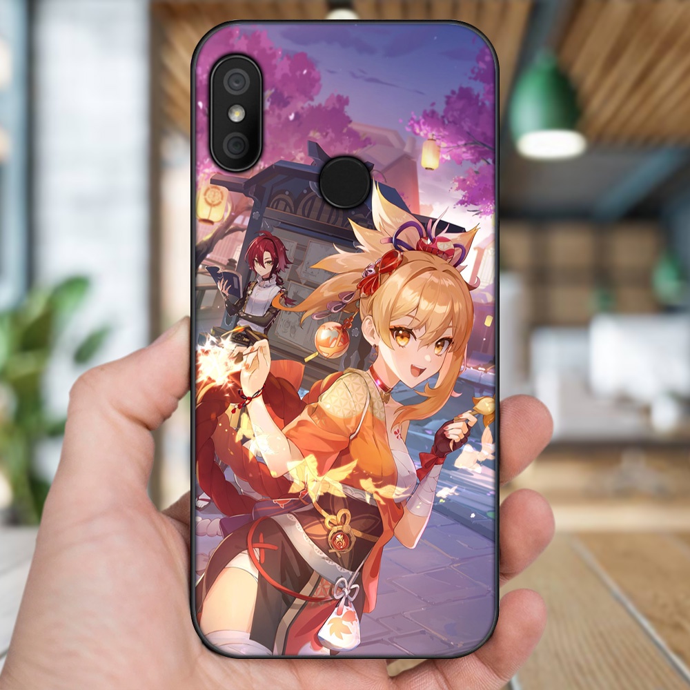 Ốp lưng Xiaomi Redmi 6 Pro, Mi A2 Lite viền đen in hình Yoimiya Genshin Impact