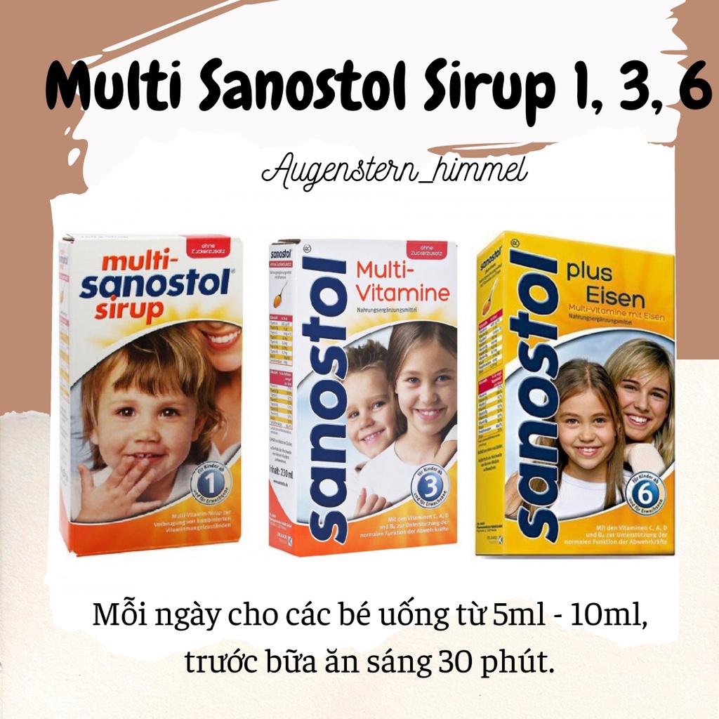(Mẫu mới) Multi Sanostol Sirup 1, 3, 6 CHLB Đức