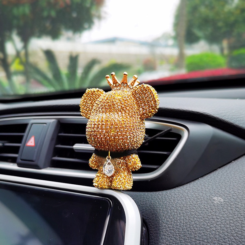 Nước Hoa Sáp Thơm Hình Gấu Đính Đá Cài Cửa Gió Điều Hòa Trang Trí Xe Ô Tô