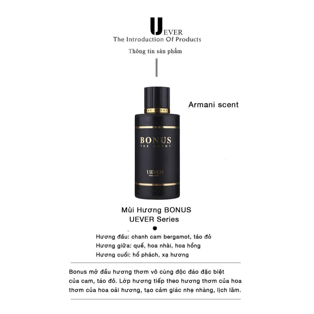 Nước hoa nam pháp UEVER Seri BONUS mùi hương bergamot phong phú Hương nồng 100ml Cologne lưu hương siêu lâu trên 7 tiếng | BigBuy360 - bigbuy360.vn