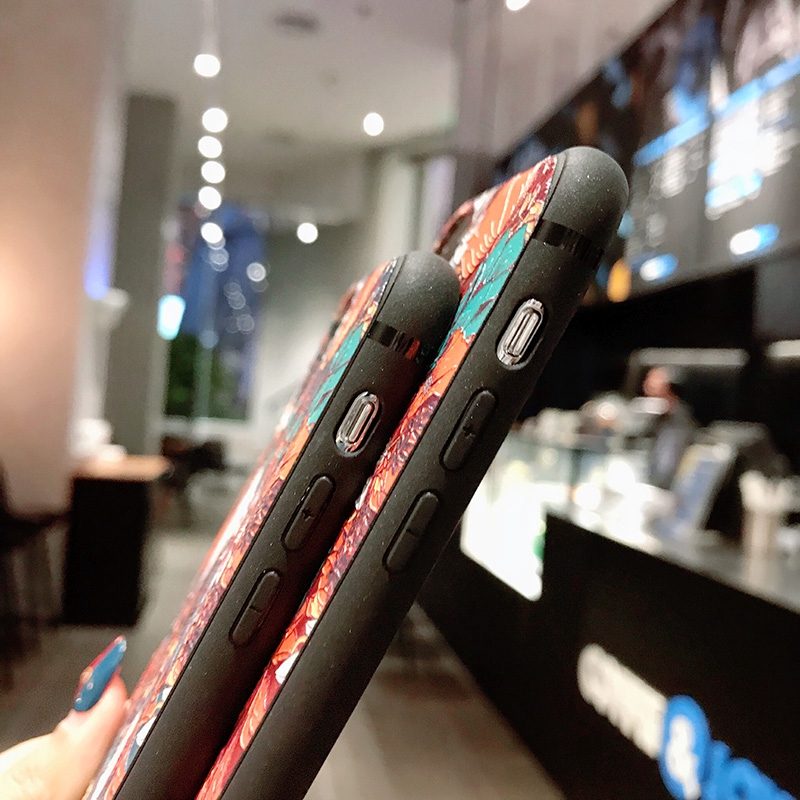 Ốp lưng điện thoại in hoạt hình Blue Red Flower Pattern cho Samsung Galaxy A51 A71 A50S A30S A70 A50 A30 A20 A10 M10 A7 2018 Note 10 9 8 S20 Ultra S10 S9 S8 Plus