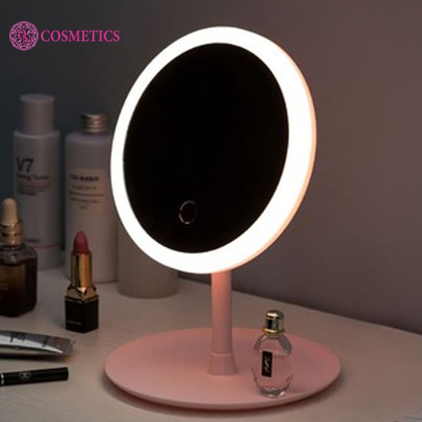 ❣️𝑳𝑨̀𝑴 𝑸𝑼𝑨̀ 𝑻𝑨̣̆𝑵𝑮 𝑽𝑶̛̣ ❣️ Gương trang điểm có đèn LED tròn nút cảm ứng 3 chế độ sáng, Gía đỡ Gương sạc điện usb