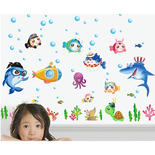 Decal dán tường Cá Mập