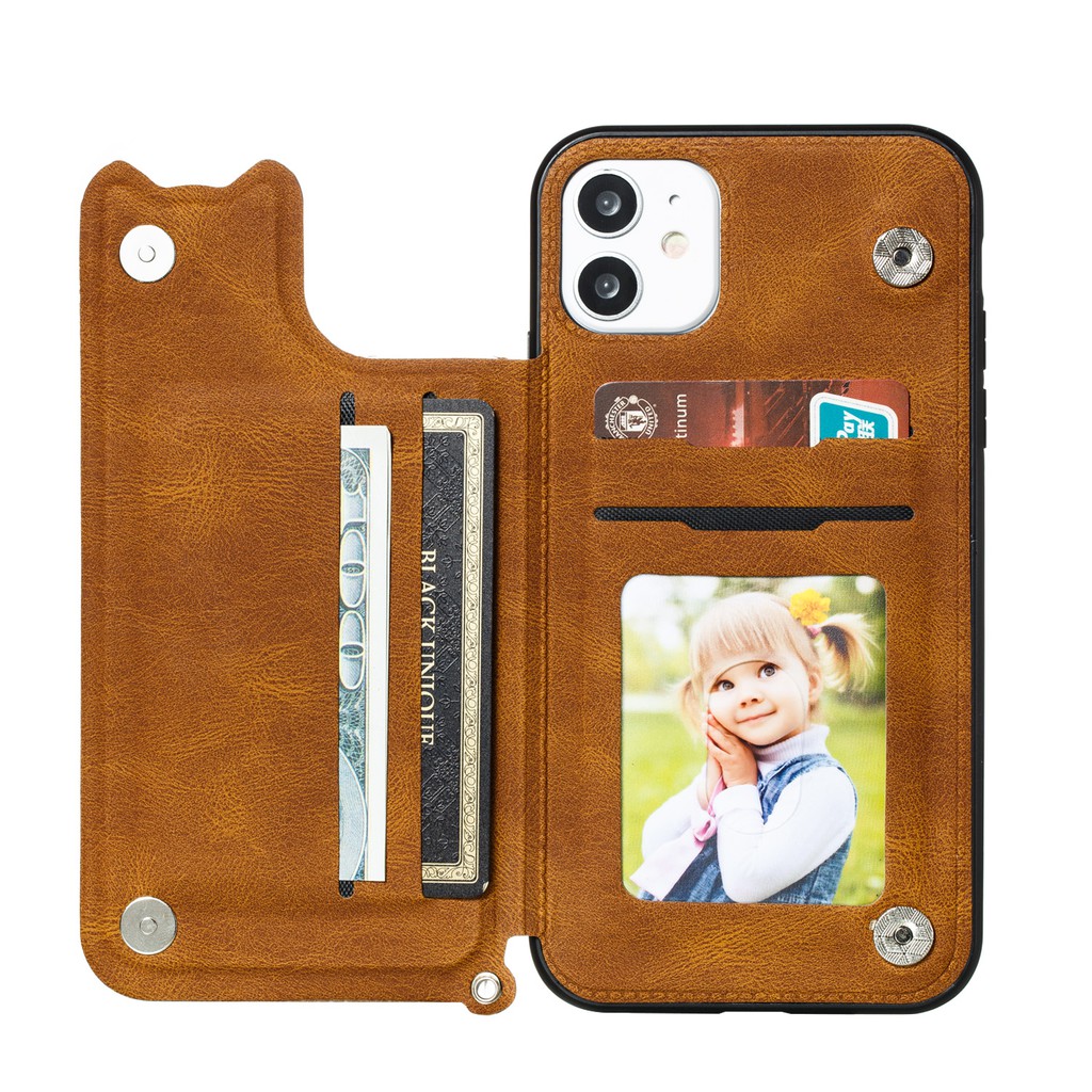 Ốp lưng điện thoại dạng ví da có ngăn đựng thẻ dành cho iPhone 12 Pro Max 12 Mini