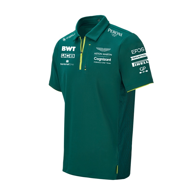 Áo Thun POLO Tay Ngắn Màu Xanh Lá Thời Trang Mùa Hè Năm 2021 Phong Cách Mới F1 Aston Martin Team Dành Cho Nam