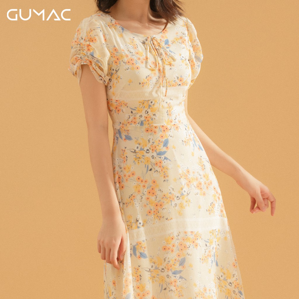 Đầm hoa tay nhún chun DA744 GUMAC | BigBuy360 - bigbuy360.vn