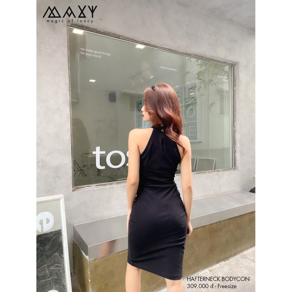 [Mã FAGREAT1505 giảm 8% tối đa 50K đơn 250K] ĐẦM - HALTER NECK BODYCON - Đầm body cổ yếm