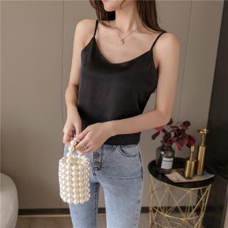 [Quà tặng là khẩu trang bạn nhé]Áo hai dây lụa satin nữ hàng quảng châu cao cấp cổ V siêu mịn mát freesize basic-May22