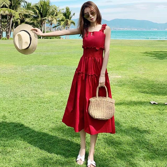 Thanh lý xả kho Đầm maxi hai dây bãi biển | BigBuy360 - bigbuy360.vn