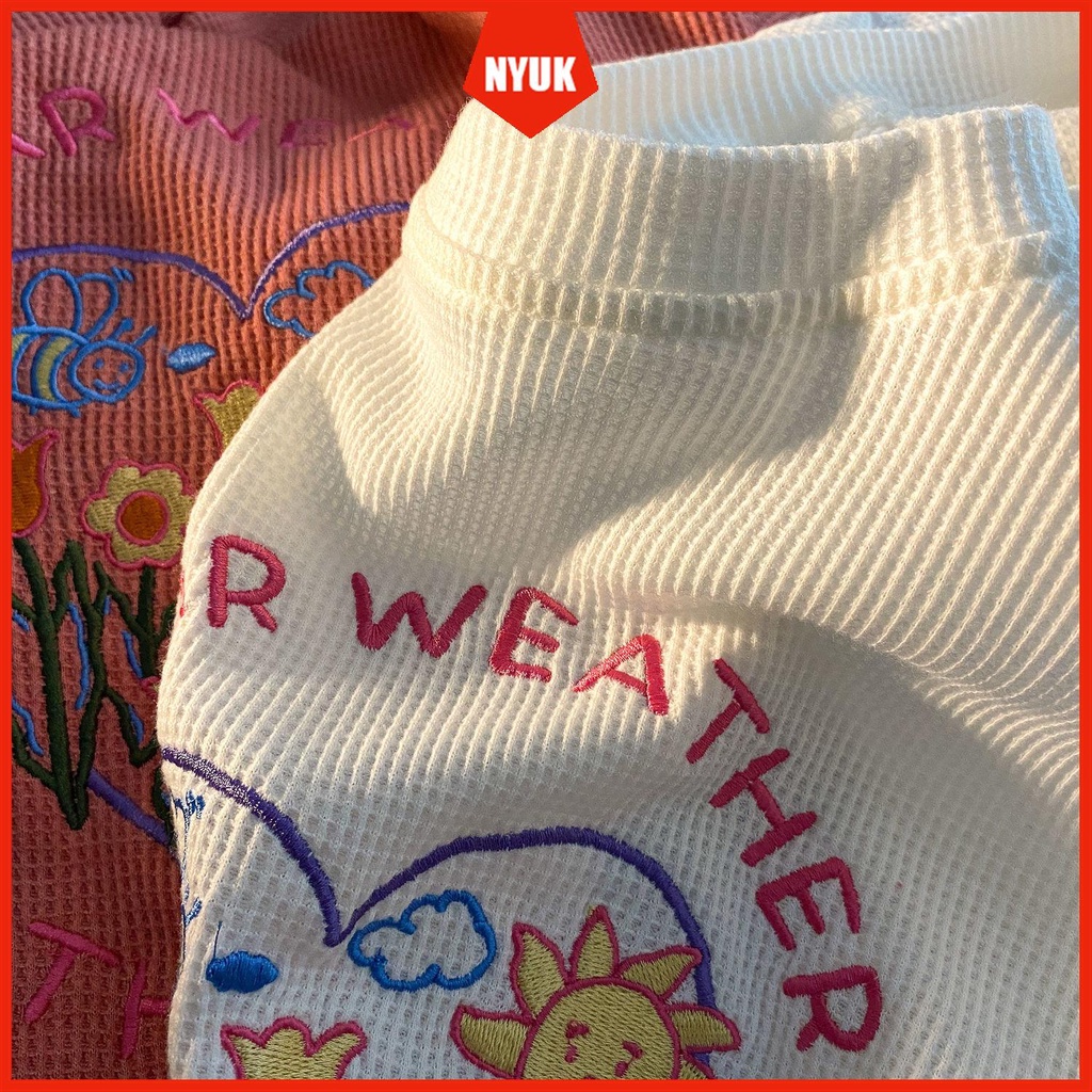 Áo Sweater Tay Dài Cổ Tròn Dáng Rộng Thêu Họa Tiết Phong Cách Hàn Quốc Cho Nữ | BigBuy360 - bigbuy360.vn