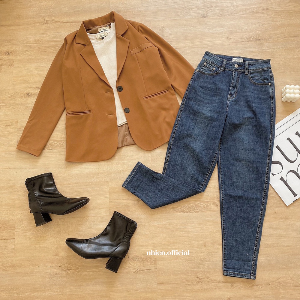 Áo khoác blazer nữ phói nút tay dài Nhienvintage_BA16