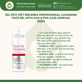 Gel rửa mặt Bielenda Professional Face Gel Cleansing Acid Complex 200g hỗ trợ tẩy da chết, sáng da, mờ thâm, ngừa mụn