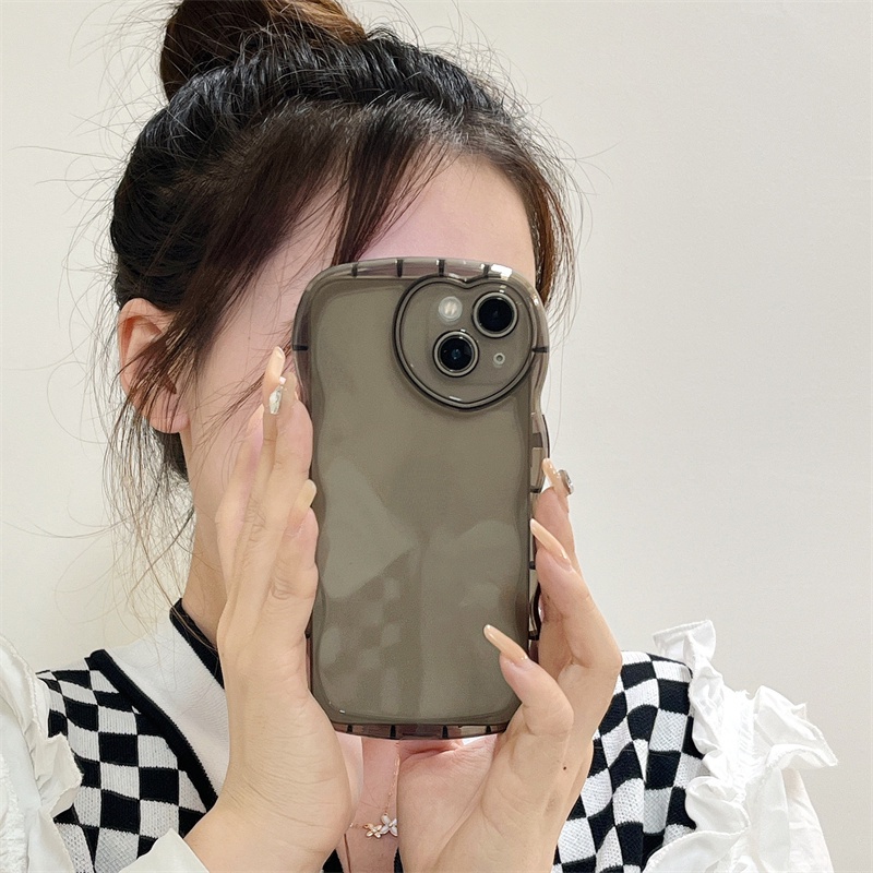 Ốp Điện Thoại TPU Mềm Trong Suốt Họa Tiết Trái Tim Viền Lượn Sóng Dễ Thương Cho iPhone 13 12 11 Pro Max X XR XS Max