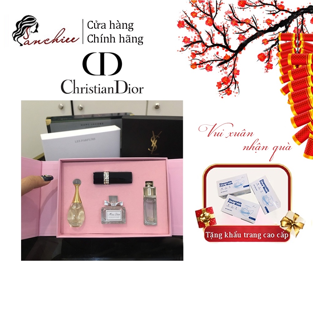 Bộ nước hoa mini Nước hoa kèm son dior perfume lipstick set. bộ Môi Kèm Hộp Đựng Màu Hồng Xinh Xắn 999