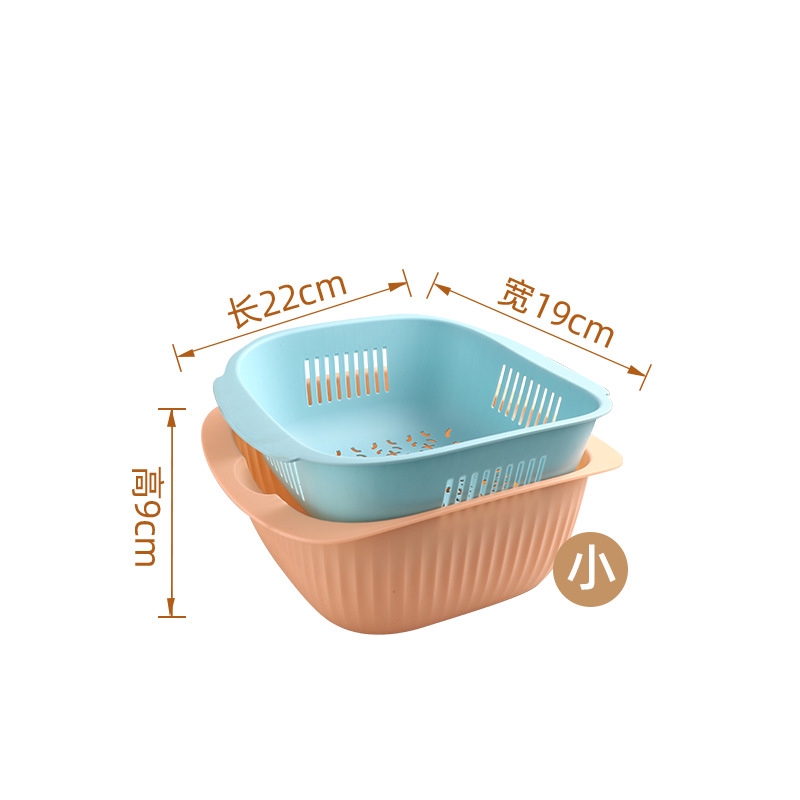 The plastic double-layer vegetable washing basket is a multifunctional fruit drain basket for household kitchens.
