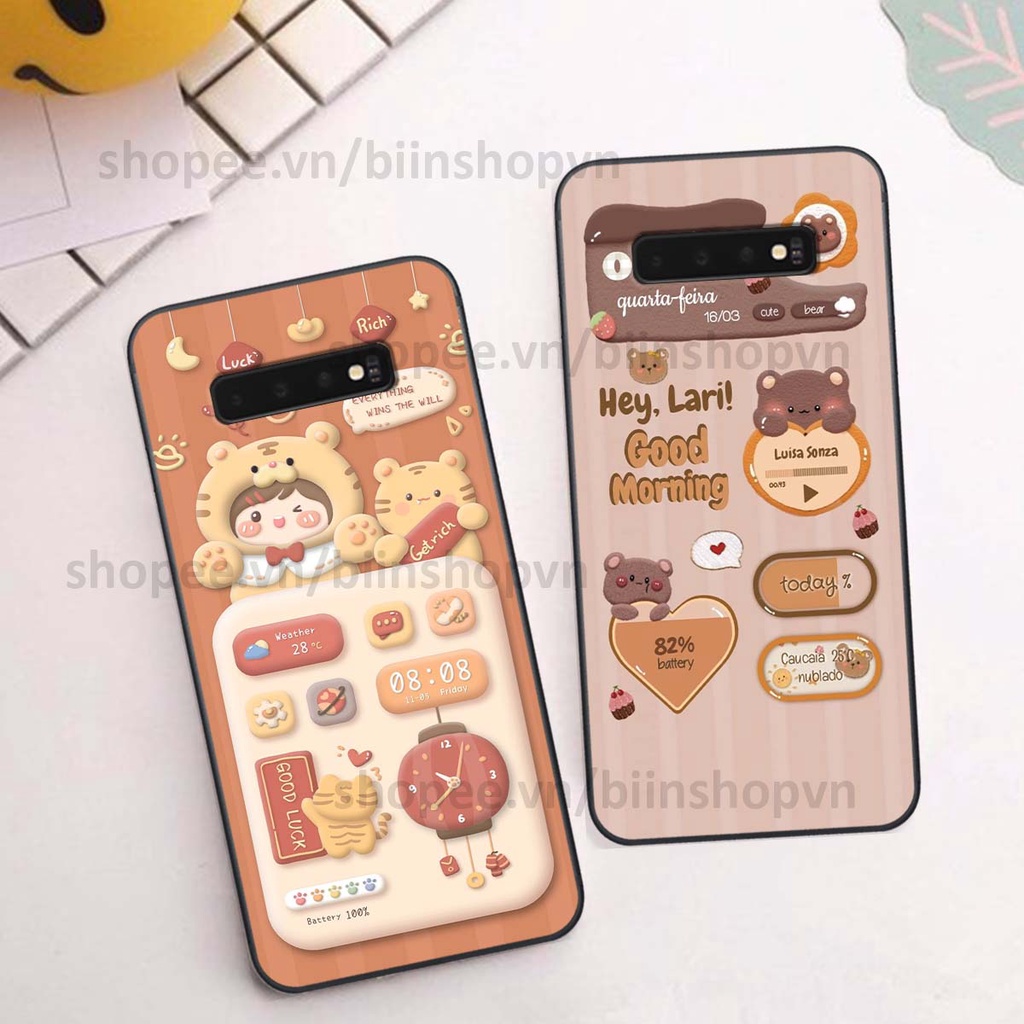 Ốp Samsung S10 / S10 5G / S10 Plus / S10+ in 3D icon gấu nổi siêu xinh, siêu đáng yêu, cá tính phong cách