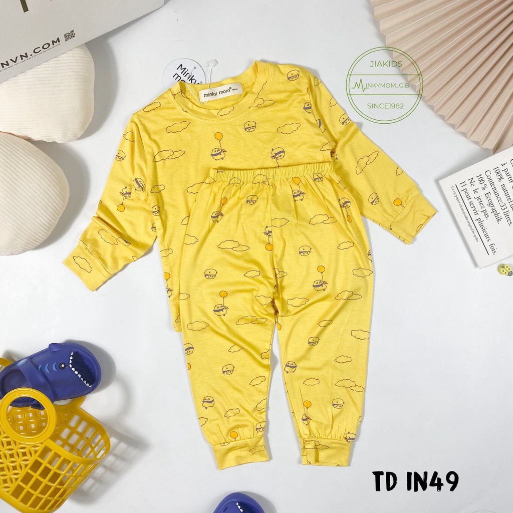 Bộ Dài Tay THUN LẠNH MINKY MOM In Hình Toàn Thân Họa Tiết Cute Cho Bé TD-IN49