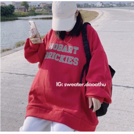 ÁO SWEATER ĐỎ HOBART BRICKIES FORM RỘNG TAY BỒNG