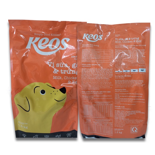 Hạt chó KEOS DOG vị Trứng,Gà và Sữa dành cho chó con - KEOS Egg,Chicken&amp;Milk 1.5Kg - PET&amp;JOI