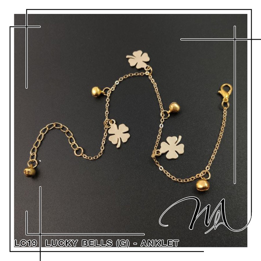 Lắc chân nữ có chuông lục lạc phối cỏ bốn lá may mắn dễ thương Titan không gỉ - LC19 | BigBuy360 - bigbuy360.vn