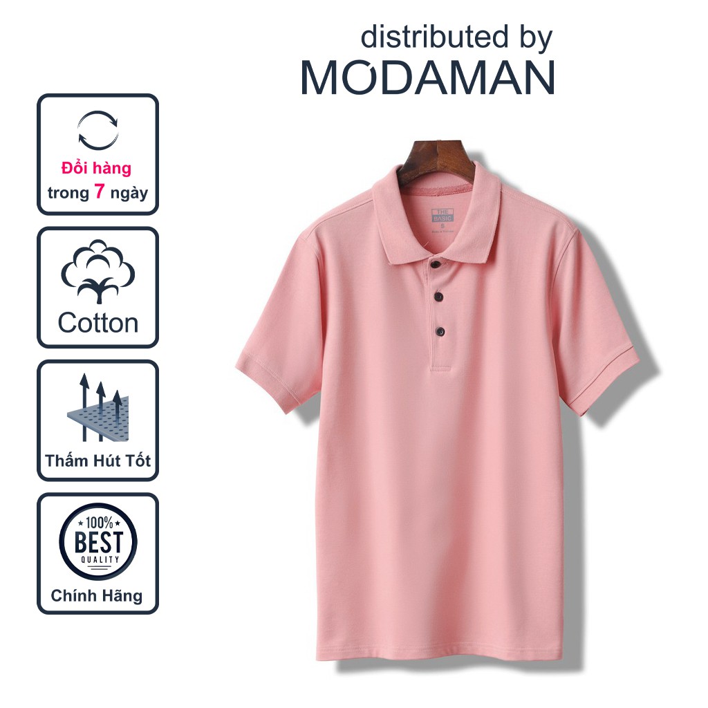 Áo Thun Nam Có Cổ Polo Basic Màu Hồng Tươi, Cotton Cá Sấu 4 Chiều, Loại Tốt Giá Rẻ, Thấm Hút Tốt, MODAMAN C142 [
