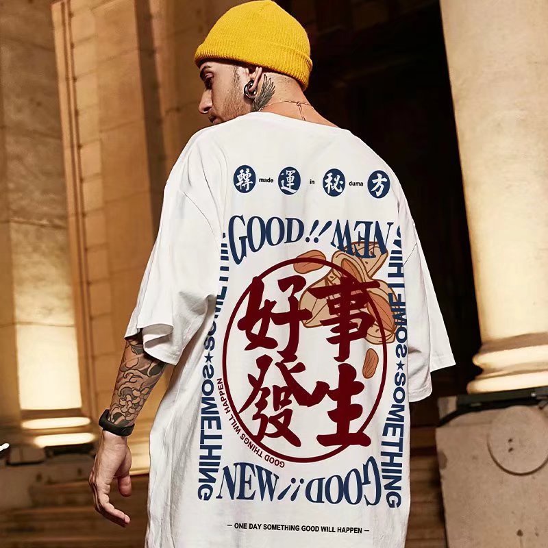 Áo Thun Tay Ngắn Dáng Rộng In Họa Tiết Hoạt Hình Phong Cách Hip Hop Nhật Bản Thời Trang Cho Nam Và Nữ Size M-8XL