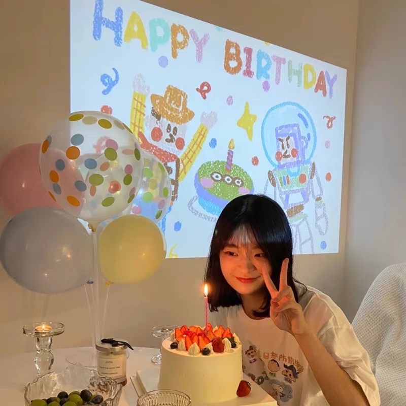 Đèn chiếu phông nền chủ đề sinh nhật happy birthday chưa gồm pin