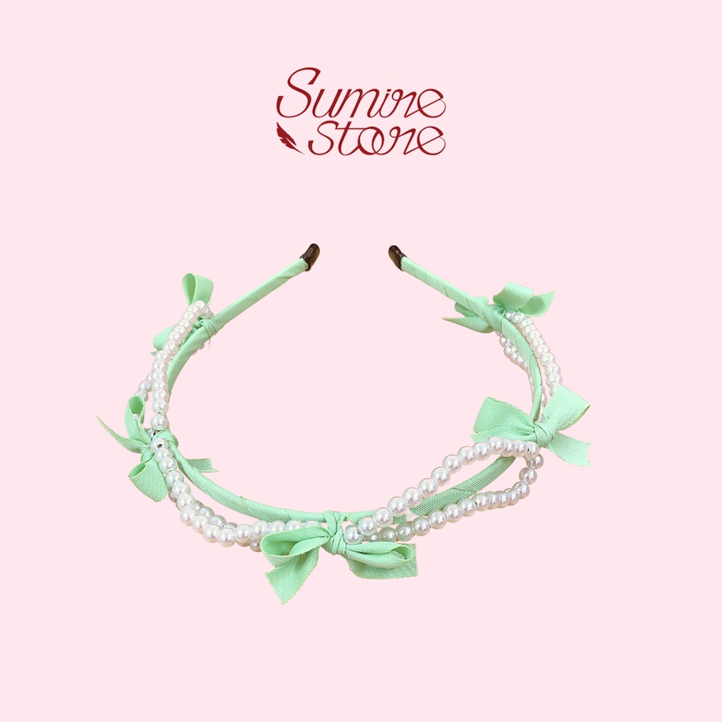 Sumire Store Cài tóc dây ngọc phối nơ