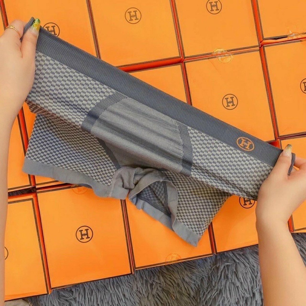 Hộp 3 Quần Sịp Đùi Nam Boxer , Quần Lót Nam Dệt Kim Co Giãn 4 Chiều Chữ H Màu Cam QL041