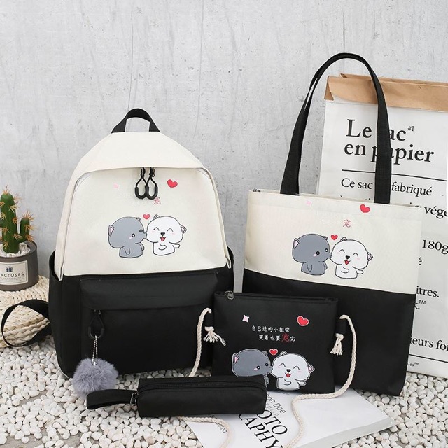 Balo Bộ 4 Món 2 Chú Chó Kiss Cực Cute ( size to)