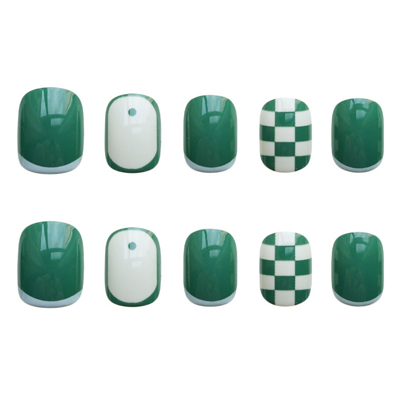 Set 24 móng tay giả sơn trơn họa tiết caro đẹp thời trang Jojo PD151 móng giả đẹp có keo dán với nhiều kiểu dáng độc đáo