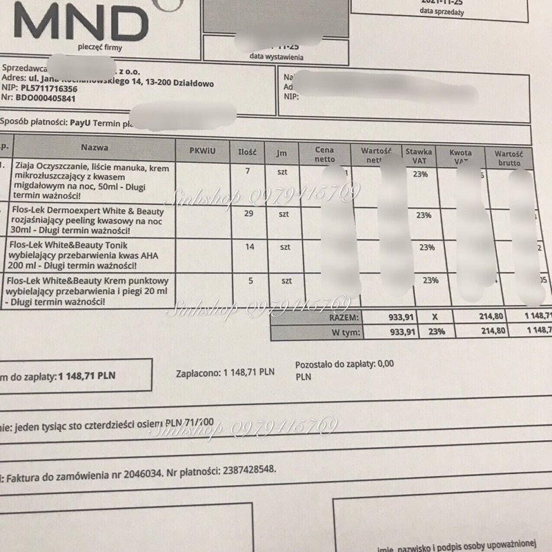 Toner AHA Flos-lek White & Beauty dành cho da nám, tàn nhan, sạm màu hàng nội địa balan 200ml