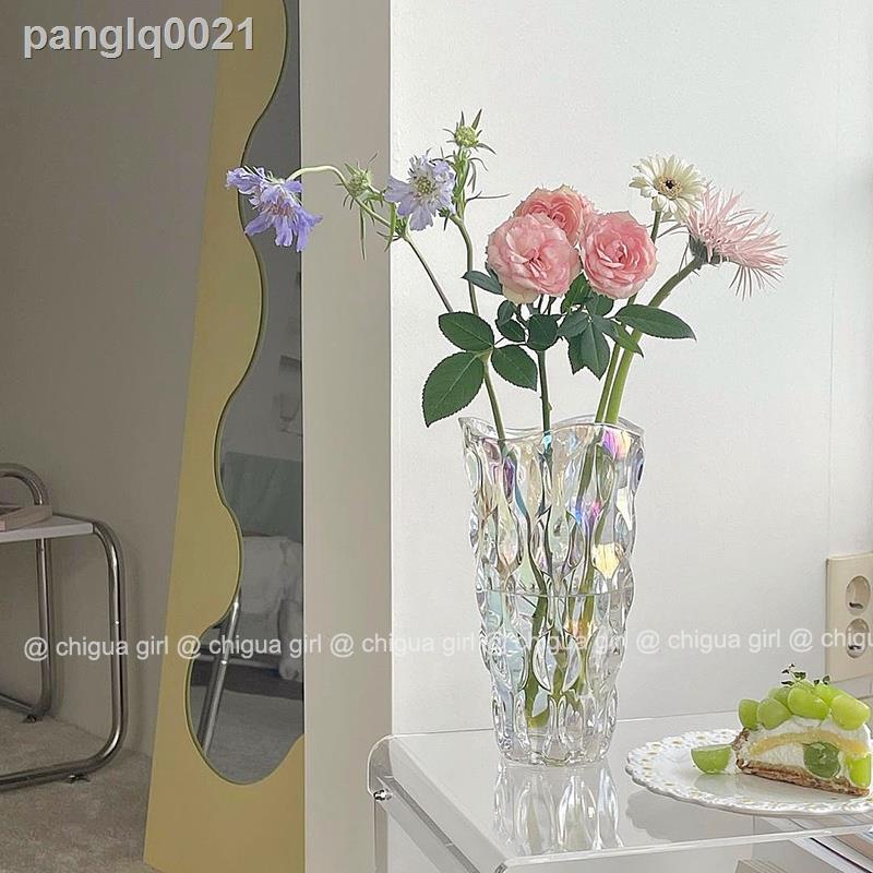 ✧❁Phong cách châu Âu bình thủy tinh đan chéo bàn trong suốt tầng trên cùng phong phú lily tre cắm hoa trang trí phòng kh