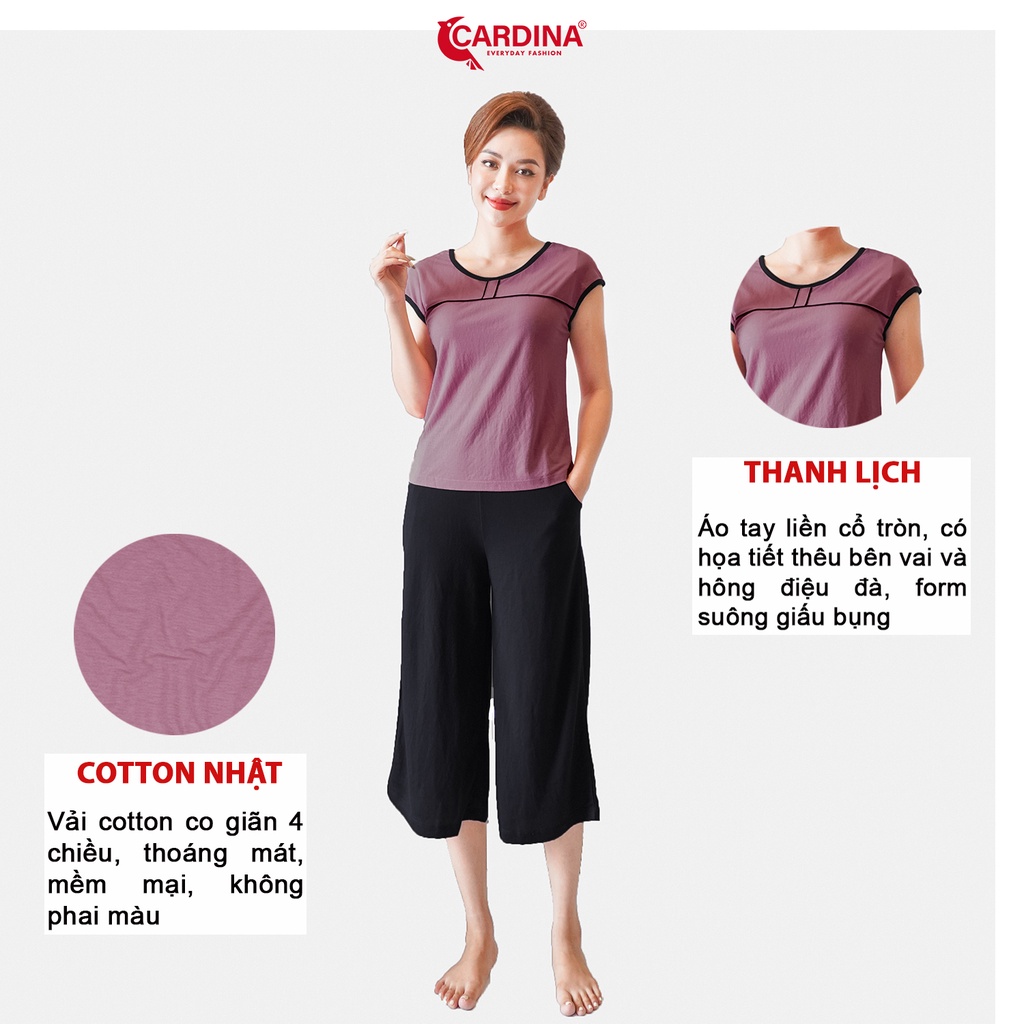 Đồ Bộ Nữ 𝐂𝐀𝐑𝐃𝐈𝐍𝐀 Chất Cotton Nhật Cao Cấp Quần Ông Sớ Áo Cộc Tay Thoáng Mát DN2