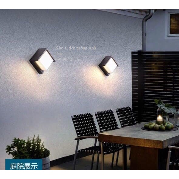 Đèn tường ngoài trời, đèn hắt tường hộp vuông AD002 ( Hàng vỏ dày, chip led tốt)