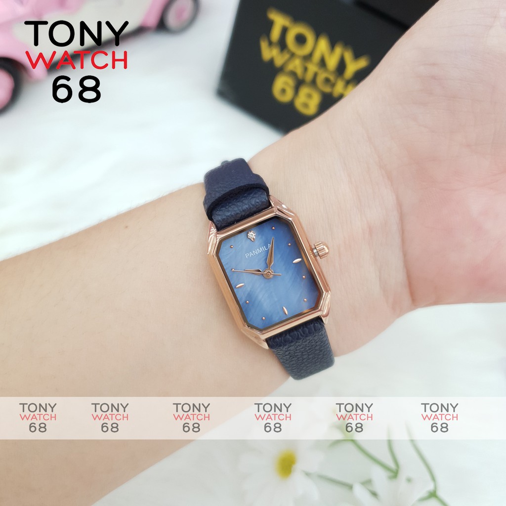 Đồng hồ nữ đeo tay Panmila dây da mặt vuông mini mạ viền vàng chính hãng Winsley giá rẻ đẹp | BigBuy360 - bigbuy360.vn