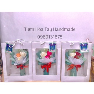 Bó hoa hồng sáp 3 bông kèm thiệp