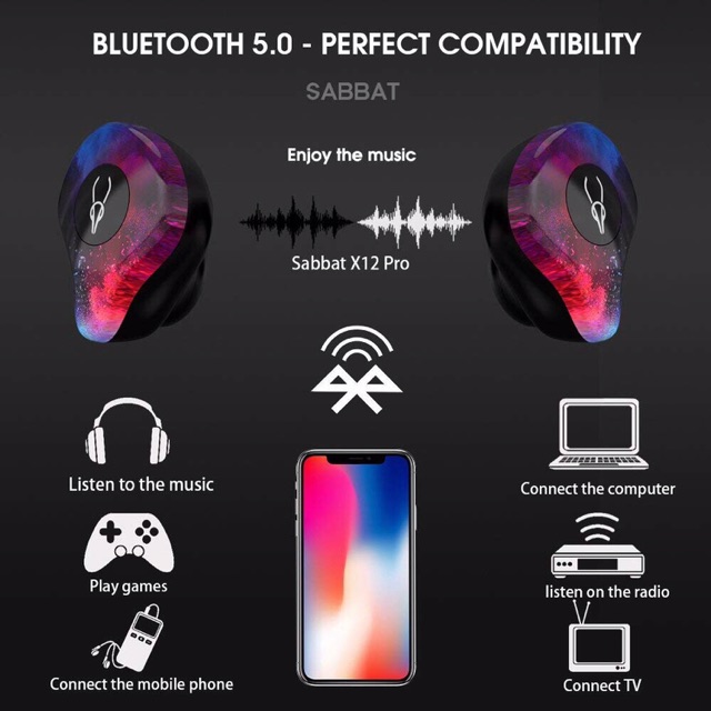 [Mã ELMS4 giảm 7% đơn 500K] Tai nghe Sabbat x12 Pro Bluetooth 5.0