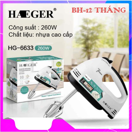 [Mã SKAMSALE03 giảm 10% đơn 200k] MÁY ĐÁNH TRỨNG HAEGER ⚡BH-12 THÁNG⚡ (HG-6633) thiết kế rất hiện đại và trang nhã