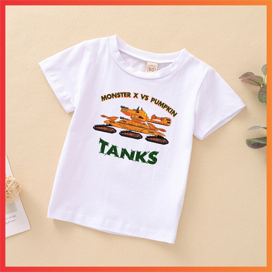HOT Áo thun in hình xe tăng quái vật hoạt hình hay nhất cho bé trai