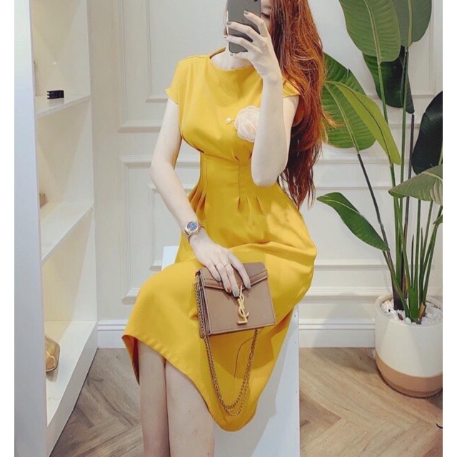 Đầm váy freesize tay con xếp li eo 3 màu