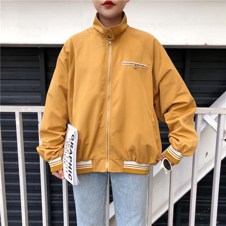 Áo khoác bomber vàng mặc được 2 mặt ULZZANG | BigBuy360 - bigbuy360.vn
