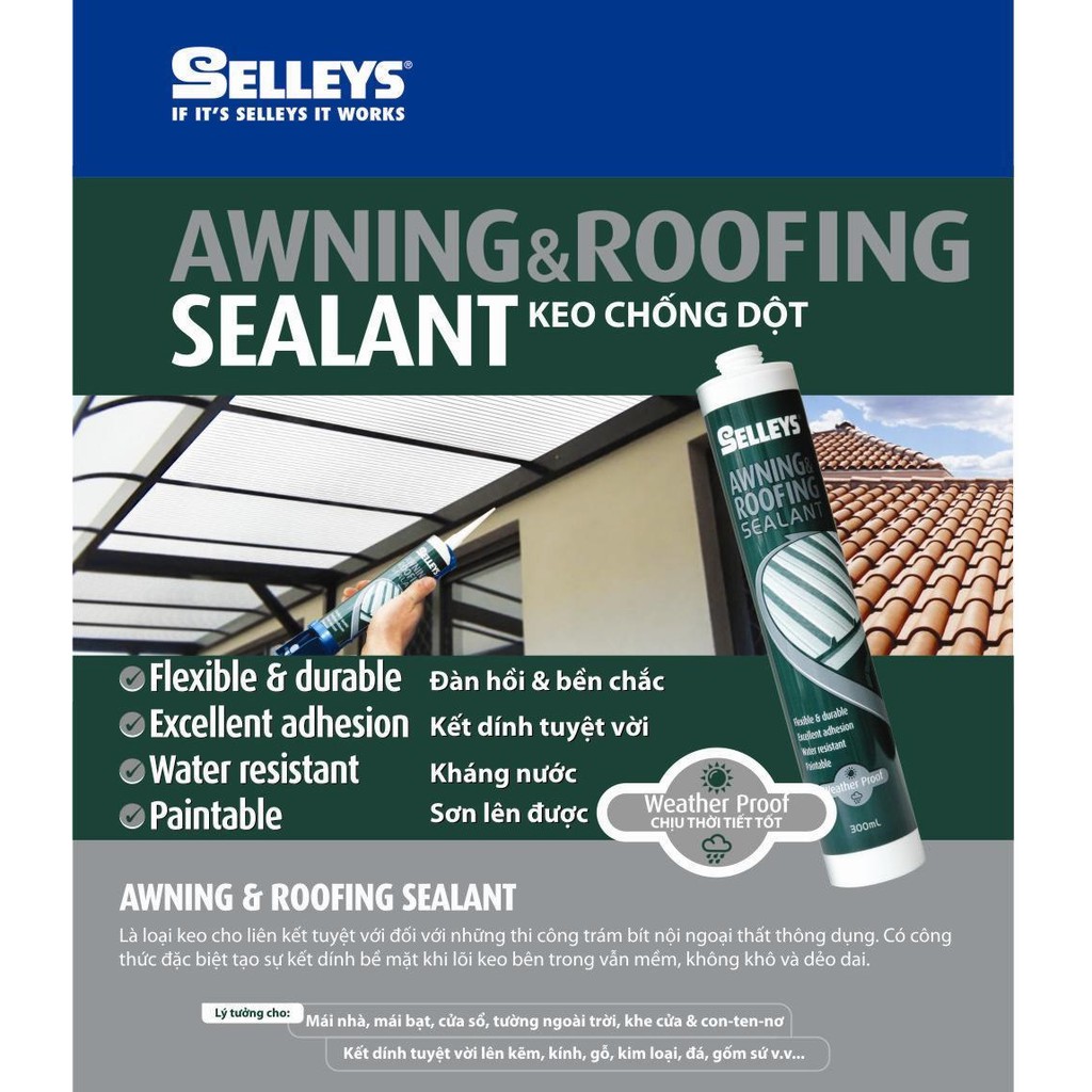 KEO CHỐNG DỘT SELLEYS AWNING & ROOFING SEALANT