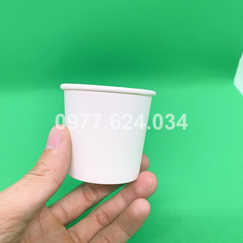 50 ly giấy nhỏ uống nước 4oz 110ml trắng trơn dùng một lần - Minh Đức Green