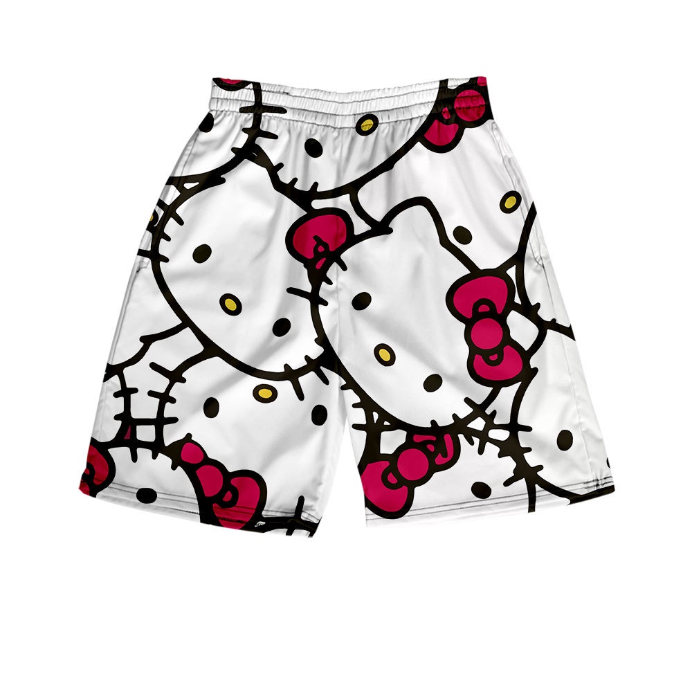 Quần Short Dáng Rộng Họa Tiết HELLO KITTY Thời Trang Cho Nam Và Nữ PV2G