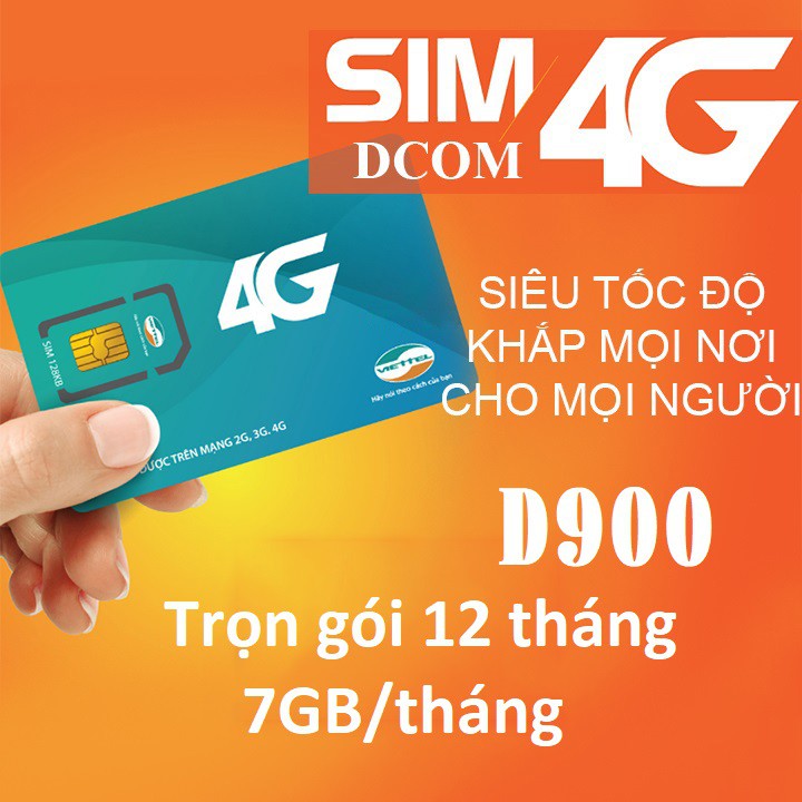 [Miễn phí 12 tháng] Sim 4G Viettel D500 - D900 (5GB-7GB/tháng) Trọn Gói 1 Năm Không Nạp Tiền