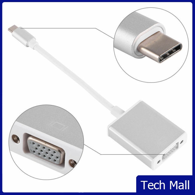 USB 3.1 Type C to VGA Adapter USB-C Male to VGA 1080p Female Converter