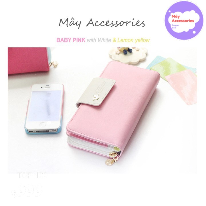 Bóp tiền dài đa năng, đựng thẻ, tiền, điện thoại,... màu xanh dương Mây Accessories