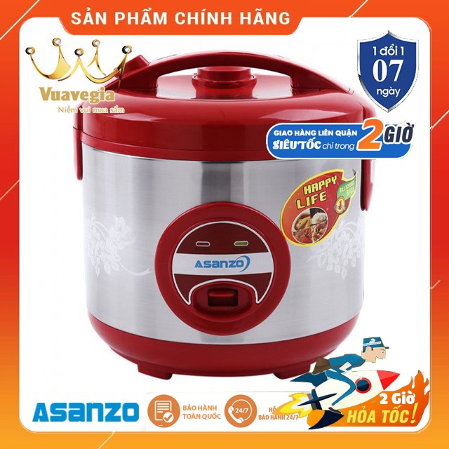 Nồi cơm điện nắp gài, lòng nồi tráng men Asanzo RC-12AR (1.2L) HÀNG CHÍNH HÃNG